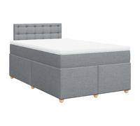 PUGYNBK Box Spring avec matelas gris 120 x 190 cm | Ressorts ensachés, protège-matelas amovible, base à lames, polyester respirant