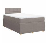 PUGYNBK Box Spring avec matelas gris taupe 120 x 200 cm | Ressorts ensachés, protège-matelas amovible, base à lames, polyester respirant