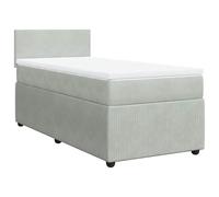 PUGYNBK Box Spring avec matelas velours gris clair 90 x 190 cm | Ressorts ensachés, protège-matelas respirant, lattes incluses, housse lavable