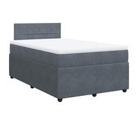 PUGYNBK Box Spring avec matelas velours gris foncé 120 x 190 cm | Ressorts ensachés, protège-matelas lavable, lattes incluses, support respirant