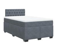 PUGYNBK Box Spring avec matelas velours gris foncé 120 x 200 cm | Ressorts ensachés, protège-matelas respirant, housse lavable, lattes incluses