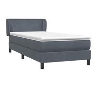 PUGYNBK Box Spring avec matelas velours gris foncé 80 x 210 cm | Ressorts ensachés, tête réglable, housse amovible, lattes incluses