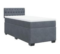 PUGYNBK Box Spring avec matelas velours gris foncé 90 x 190 cm | Ressorts ensachés, protège-matelas respirant, tête de lit, pieds robustes, base à lattes