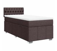 PUGYNBK Box Spring Matelas à ressorts ensachés 90 x 200 cm Marron foncé | Tête de lit réglable, protège-matelas respirant, housse amovible, base à lattes