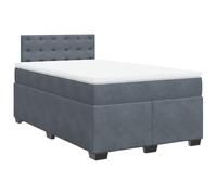PUGYNBK Box Spring Velours Gris foncé 120 x 200 cm | Matelas à ressorts ensachés, surmatelas amovible, sommier à lattes, support respirant