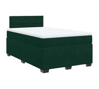 PUGYNBK Box Spring Velours vert foncé 120 x 200 cm avec matelas | Ressorts ensachés, protège-matelas amovible, base avec lattes, respirant