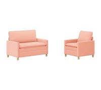 PUGYNBK Canapé 2 pièces en tissu rose moderne rectangulaire | Velours doux, cadre en métal résistant, coussins avec fermeture éclair, pieds marrons, utilisation intérieure polyvalente