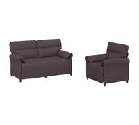 PUGYNBK Canapé 2 unités marron foncé tissu polyester avec structure | Base métallique résistante, mousse rembourrée, accoudoirs incurvés, montage facile, utilisation quotidienne