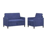 PUGYNBK Canapé avec rangement 2 unités Bleu Police Polyester | Sièges relevables, housse amovible, cadre métal et bois, mousse et fibre, style minimaliste