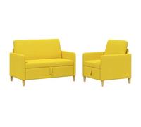 PUGYNBK Canapé avec rangement 2 unités Jaune clair, polyester et métal | Siège rabattable avec espace caché, housses amovibles, utilisation polyvalente dans les salons ou les espaces invités
