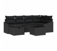 PUGYNBK Canapé de jardin en polyrotin noir modulaire | Dossier incurvé, accoudoir élégant, léger, résistant aux intempéries, idéal pour terrasse