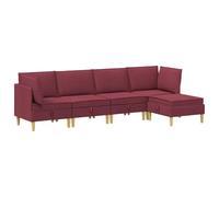 PUGYNBK Ensemble canapé modulable 5 pièces vin rouge avec espace de rangement