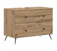 PUGYNBK Ensemble d'armoire de salle de bain 2 pièces Breda Chêne Artisan | Bois d'ingénierie résistant à l'humidité, portes réversibles à 90 degrés, design linéaire moderne, nettoyage facile