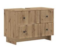 PUGYNBK Ensemble d'armoire de salle de bain 2 pièces Ede chêne Artisan | Bois d'ingénierie résistant à l'humidité, portes réversibles, grand stockage, nettoyage facile