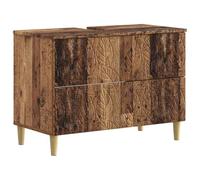 PUGYNBK Ensemble d'armoire de salle de bain 2 pièces en bois d'ingénierie | Design linéaire moderne, porte réversible, résistant à l'humidité, grand espace de rangement
