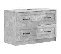 PUGYNBK Ensemble d'armoire de salle de bain 2 pièces gris béton | Bois d'ingénierie, résistant à l'humidité, porte réversible, étagère ouverte, nettoyage facile