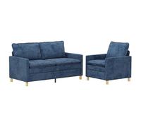 PUGYNBK Ensemble de canapé 2 unités bleu polyester avec cadre en métal et | Housses amovibles, montage facile à 2 personnes, utilisation intérieure, design minimaliste