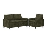 PUGYNBK Ensemble de canapé 2 unités vert polyester avec cadre en métal | Housses lavables, coussins amovibles, pieds coniques, rembourrage double couche, style contemporain