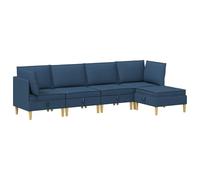 PUGYNBK Ensemble de canapé modulaire 5 unités bleu tissu avec rangement | Cadre en contreplaqué, coussins en polyester, housses amovibles, répartition flexible