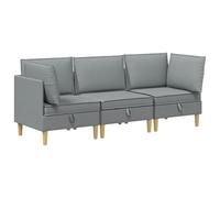 PUGYNBK Ensemble de canapé modulaire avec rangement 3 unités Gris clair Tissu