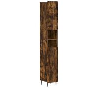 PUGYNBK Ensemble de meuble de salle de bain 2 pièces chêne fumé | Bois d'ingénierie, résistant à l'humidité, étagère ouverte, porte réversible