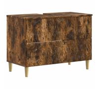 PUGYNBK Ensemble de meuble de salle de bain 2 pièces chêne fumé | Bois d'ingénierie résistant à l'humidité, portes réversibles, design moderne, nettoyage facile