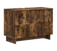 PUGYNBK Ensemble de meuble de salle de bain 2 pièces Ede chêne fumé | Bois d'ingénierie résistant à l'humidité, portes réversibles, étagère ouverte, design moderne