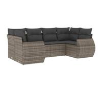 PUGYNBK Ensemble de meubles de jardin 6 pièces en rotin synthétique gris | Rangement sous siège, sac impératif, housses lavables, design modulaire