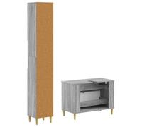 PUGYNBK Ensemble de meubles de salle de bain 2 pièces, gris sonoma | Bois d'ingénierie résistant à l'humidité, portes réversibles, rangement avec compartiments