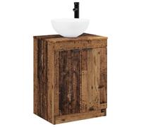 PUGYNBK Ensemble de meubles de salle de bain en bois vieilli 54 x 41 x 70 | Lavabo avec robinet inclus, étagères pour serviettes, rangement pour cosmétiques, assemblage avec tournevis