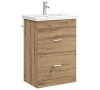 PUGYNBK Ensemble meuble de salle de bain en chêne Artisan 61 x 40 x 84,5 cm | Bois robuste, grands tiroirs, lavabo intégré, poignées argentées, nettoyage facile