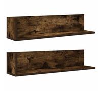 PUGYNBK Étagères murales 2 unités chêne fumé 75 x 16,5 x 16,5 cm | Bois d'ingénierie, montage en L en haut ou en bas, pour salon et chambre