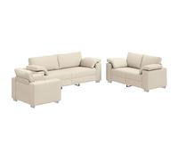 PUGYNBK Fauteuil 2 unités beige mélange de lin avec cadre en métal | Siège avec coussins doux, assemblage simple entre deux, design minimaliste, utilisation dans les salles modernes