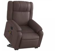 PUGYNBK Fauteuil de massage électrique en similicuir, marron | 6 points de massage, dossier 135°, poche latérale, cadre en bois et métal