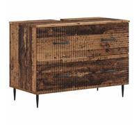 PUGYNBK HAARLEM Ensemble d'armoire de salle de bain 2 pièces en bois | Résistant à l'humidité, grands tiroirs, portes réversibles, design compact