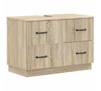 PUGYNBK HOORN Ensemble de meuble de salle de bain 2 pièces Chêne Sonoma | Bois d'ingénierie résistant à l'humidité, design linéaire moderne, portes réversibles, nettoyage facile
