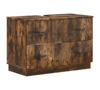 PUGYNBK Hoorn Ensemble de meubles de salle de bain 2 pièces en chêne fumé | Bois d'ingénierie résistant à l'humidité, porte réversible, design linéaire moderne, nettoyage facile