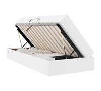 PUGYNBK Lit avec rangement et matelas 2 unités cuir | Cadre métallique noir, élévation hydraulique, fermeté moyenne, nettoyage facile