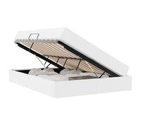 PUGYNBK Lit avec rangement et matelas 2 unités cuir | Élévation hydraulique, cadre métallique noir, fermeté moyenne, nettoyage facile