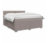 PUGYNBK Lit Box Spring 140 x 200 cm avec matelas et tête de lit Taupe | Lumières LED intégrées, tête de lit réglable, bois résistant, ressorts ensachés, housses lavables