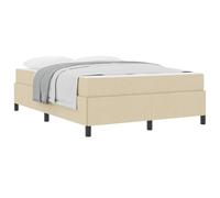 PUGYNBK Lit Box Spring avec matelas crème 140 x 190 cm | Sommier fixe, ressorts ensachés, fermeté moyenne, rembourrage en mousse, bois aggloméré