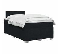 PUGYNBK Lit Box Spring avec matelas et lumière LED noire 120 x 190 cm | Tête de lit réglable 78/88 cm, fermeté moyenne, cadre en bois technique, USB
