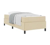 PUGYNBK Lit Box Spring Crème 100 x 200 cm Tissu | Sommier fixe, matelas à ressorts ensachés, fermeté moyenne, rembourrage mousse, bois aggloméré