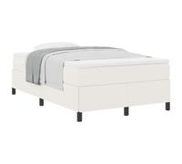 PUGYNBK Lit Box Spring Crème 120 x 190 cm Tissu velours côtelé | Bois de pin massif, sommier fixe, pieds noirs, style moderne