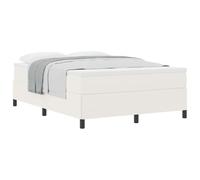 PUGYNBK Lit Box Spring Crème 140 x 190 cm Velours | Bois de pin massif, sommier fixe, pieds noirs, style minimaliste