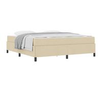 PUGYNBK Lit Box Spring Crème 180 x 200 cm Tissu | Sommier fixe, ressorts ensachés, rembourrage en mousse, bois aggloméré