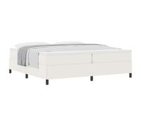 PUGYNBK Lit Box Spring Crème 200 x 200 cm Tissu Velours | Bois de pin massif, sommier fixe, pieds noirs, style moderne
