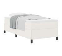 PUGYNBK Lit Box Spring Crème 90 x 200 cm Tissu en velours côtelé | Bois de pin massif, sommier fixe, pieds en plastique noir, style moderne