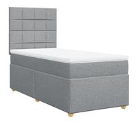 PUGYNBK Lit Box Spring Matelas à ressorts ensachés 90 x 200 cm Gris | Tête de lit réglable, protège-matelas respirant, housse lavable, base lattes