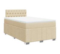 PUGYNBK Lit Box Spring Matelas Tissu Crème 120 x 200 cm | Ressorts ensachés, tête réglable, protège-matelas lavable, lattes incluses